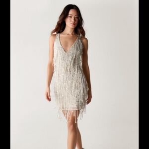 Elegant White Fringe Dress